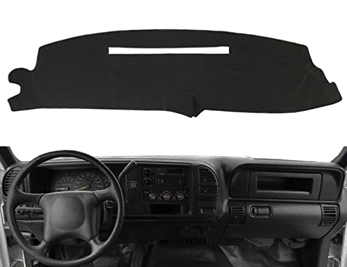 AKMOTOR Dash Cover Mat Custom for 1997-2000 Chevrolet Silverado/GMC Sierra C1500 C2500 C3500 K1500 K2500 K3500,1997-1999 GMC Yukon/Chevy Tahoe Suburban,Dashboard Pad Cap Carpet(Black) Y57 - Image 1