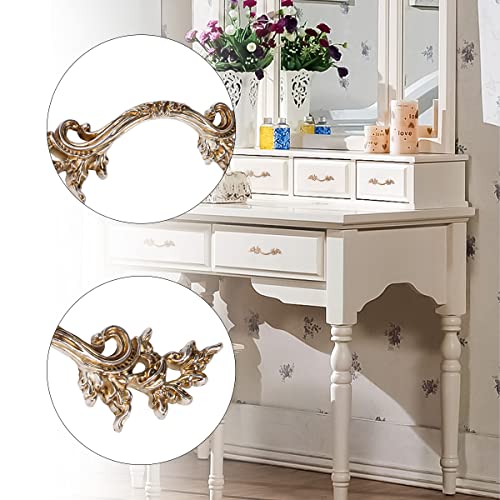 Fvstar 5pcs Antique Dresser Handles, Farmhouse Kitchen Cabinet Pulls, Vintage Drawer Pulls and Knobs, European Pull for Cabinet,Dresser,Drawer, 2.5 inch Hole Center - Image 3