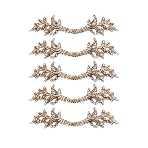 Fvstar 5pcs Antique Dresser Handles, Farmhouse Kitchen Cabinet Pulls, Vintage Drawer Pulls and Knobs, European Pull for Cabinet,Dresser,Drawer, 2.5 inch Hole Center - Image 1
