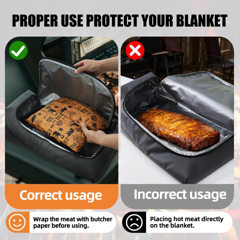 SCAUSY 270Â° Opening BBQ Blanket for Resting Meat, Insulated Leak-Proof Meat Resting Bag for Brisket Turkey Pork, Smoker Accessories for Camping Kitchen Party , Anniversary Birthday Gift for Men Dad Husband - Image 4