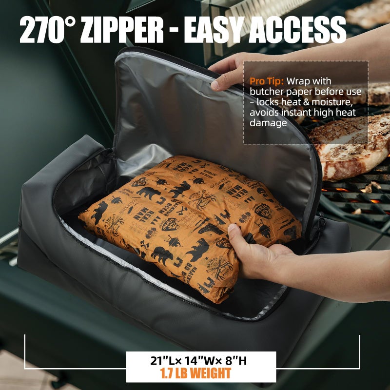 SCAUSY 270Â° Opening BBQ Blanket for Resting Meat, Insulated Leak-Proof Meat Resting Bag for Brisket Turkey Pork, Smoker Accessories for Camping Kitchen Party , Anniversary Birthday Gift for Men Dad Husband - Image 3