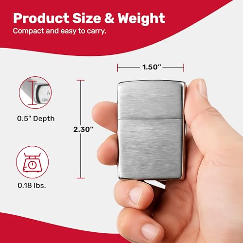 Zippo Classic Brushed Chrome Pocket Lighter - Windproof & Refillable Flip-Top Metal Lighter - Everyday Use Pocket Lighters - Luxury Lighters Made in USA - Image 3