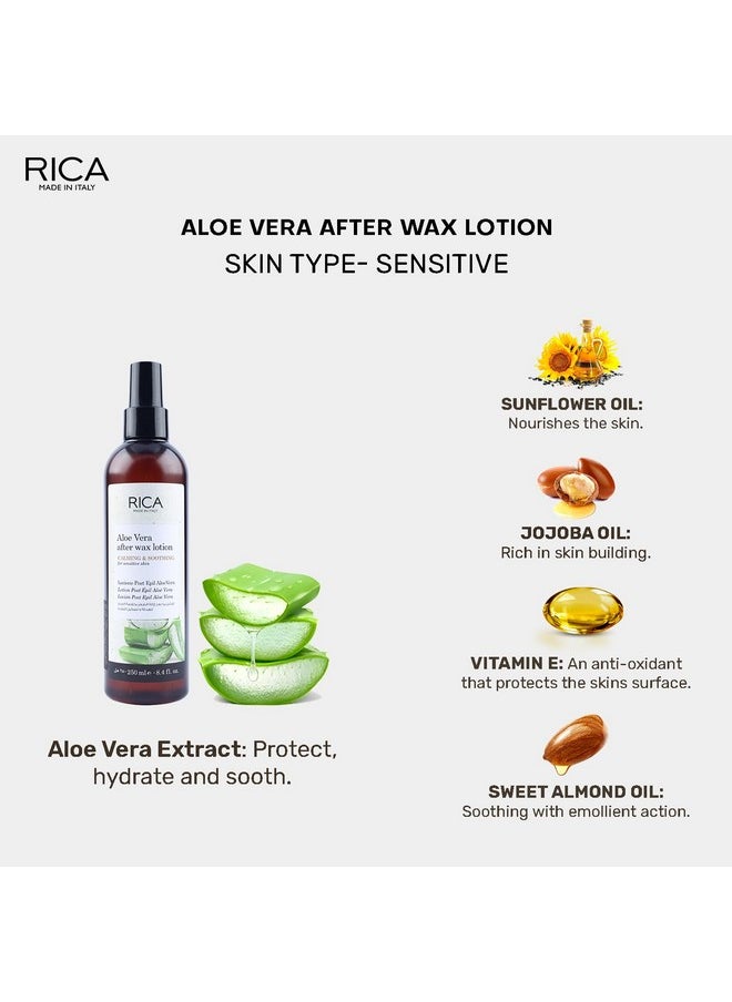 Rica Aloe Vera After Wax Lotion For Sensitive Skin With Sun Flower Oil, Jojoba Oil & Vitamin E - 250Ml  - Image 2