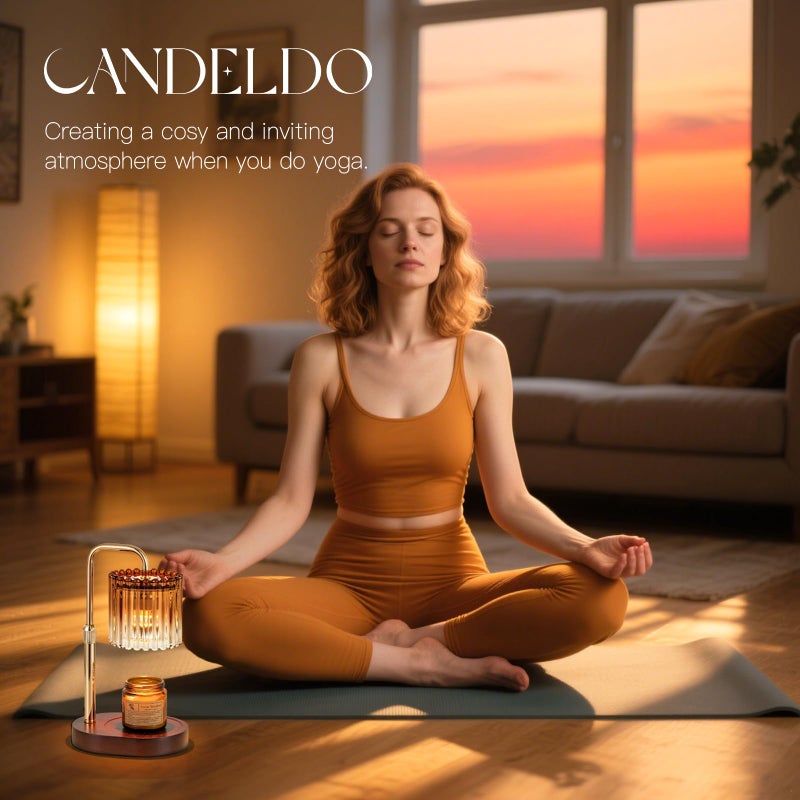Candeldo Candle Warmer Lamp with Timer: Amber Candle Warming Lamp with 2 Bulbs Height Adjustable Wax Melt Dimmable Bedroom Decor for Women - Image 5