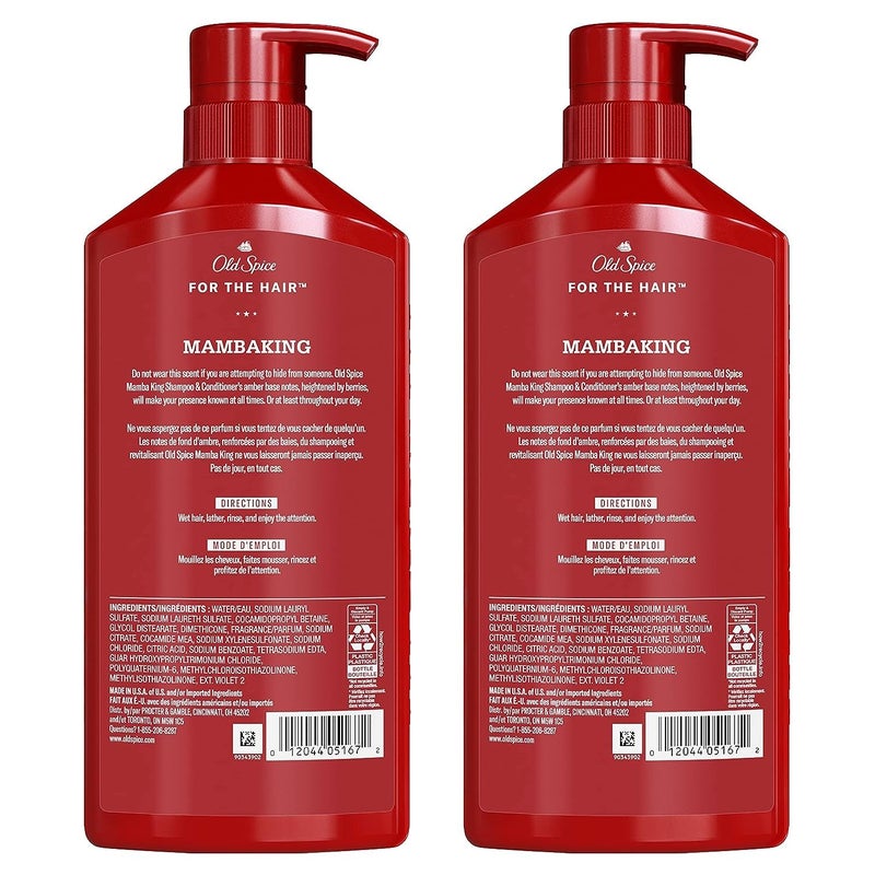 Old Spice MambaKing 2-in-1 Shampoo and Conditioner Set for Men, Healthier, Fuller, More Moisturized Looking Hair, 21.9 Fl Oz Each, Twin Pack - Image 2