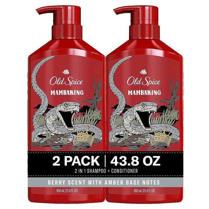 Old Spice MambaKing 2-in-1 Shampoo and Conditioner Set for Men, Healthier, Fuller, More Moisturized Looking Hair, 21.9 Fl Oz Each, Twin Pack - Image 1