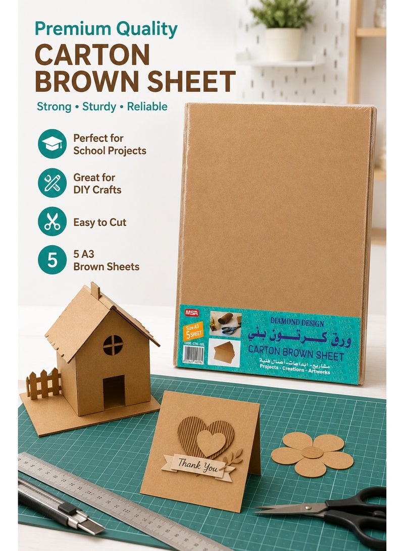 A3 Brown Corrugated Carton Sheets 5-Piece Pack, Natural Kraft Cardboard Boards for School Projects, Model Making, Crafts, Displays, Packaging and Creative Artwork - Image 5