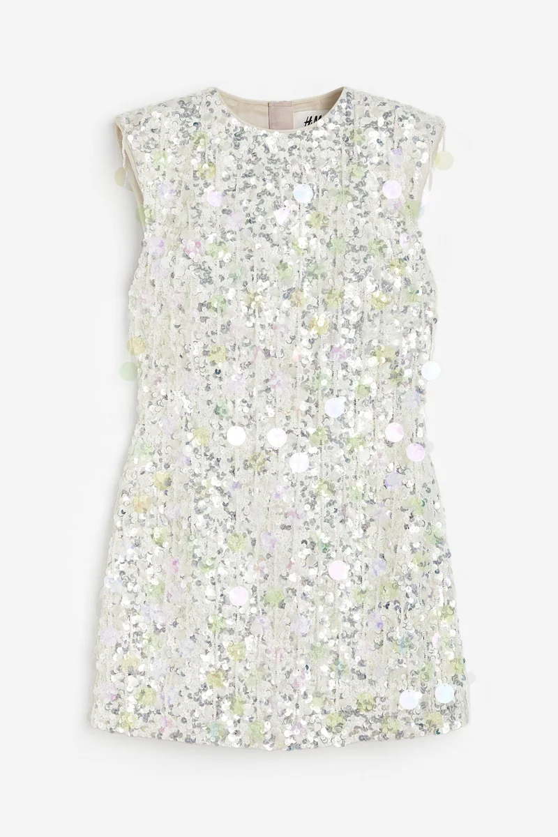 H&M Sequined linen-blend mini dress
