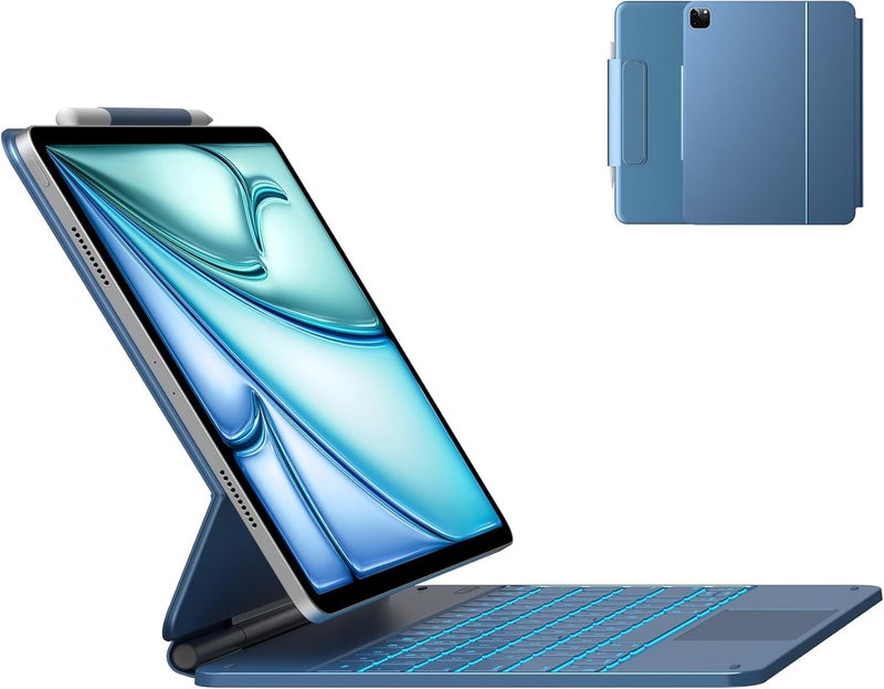typecase تايبكيس إيدج لـ iPad Air 13 (M4/M3/M2, 2026/2025/2024) و Pro 12.9 (الجيل السادس/الجيل الخامس/الجيل الرابع/الجيل الثالث) مع إضاءة خلفية بـ 11 لون، لوحة تتبع دقيقة، لوحة مفاتيح عائمة سحرية (غير متوافق مع Pro 13 (M5/M4) - بلو باسيفيك '26 - Image 3