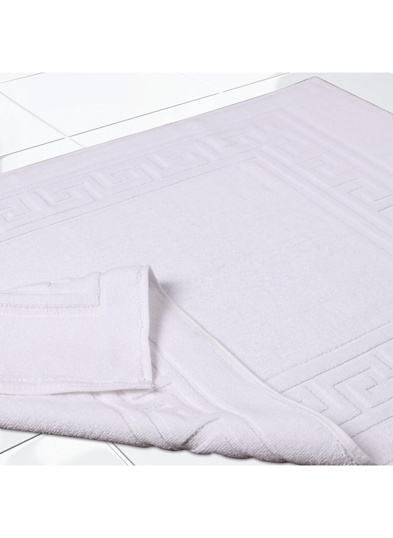 سيجنولا دواسه حمام فاخر بطراز يوناني – منشفة أرضية من قطعة واحدة – مقاومة للانزلاق و ماصة – قطن فندقي سبا للاستحمام/حوض الاستحمام [ليس سجادة حمام]، 50 × 70 سم، لون أبيض. - Image 4