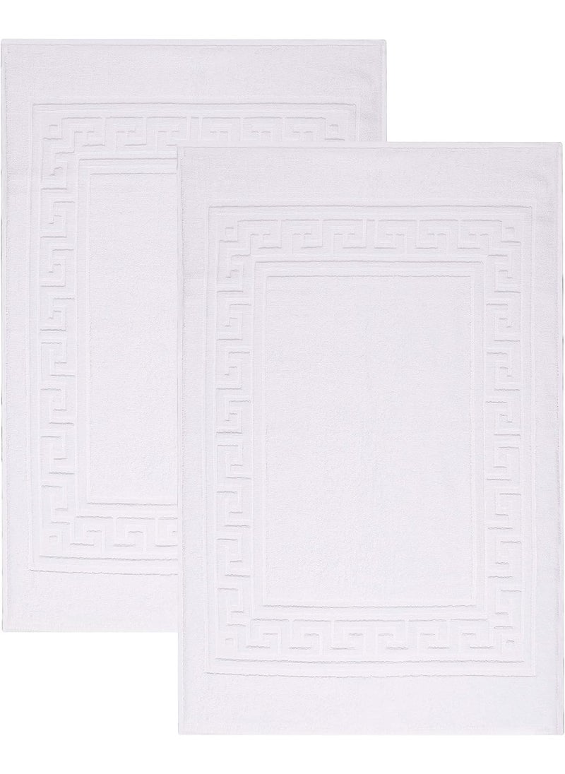 سيجنولا دواسه حمام فاخر بطراز يوناني – منشفة أرضية من قطعة واحدة – مقاومة للانزلاق و ماصة – قطن فندقي سبا للاستحمام/حوض الاستحمام [ليس سجادة حمام]، 50 × 70 سم، لون أبيض. - Image 1