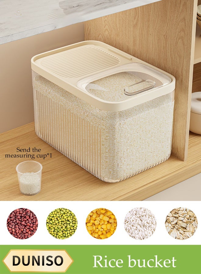 DUNISO Rice Dispenser, Large Dry Food Storage Container, Sealed Cereal Dispenser Storage Box With Lid, With Measuring Cup, Food Dispenser Kitchen, Store Rice, Beans, Cereals, Small Dry Food, Suitable For Home Kitchen Food Storage Room - Image 1