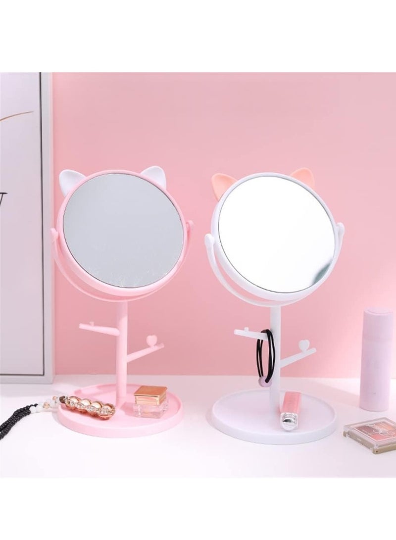 Cosmetic Cat Ear Beauty Mirror, Teenage Dressing Table, Makeup Mirror, Jewelry and Aesthetic Mirror for Daily Use in the Bedroom, Student Dormor or Office, Multi Color Portable  - Image 3