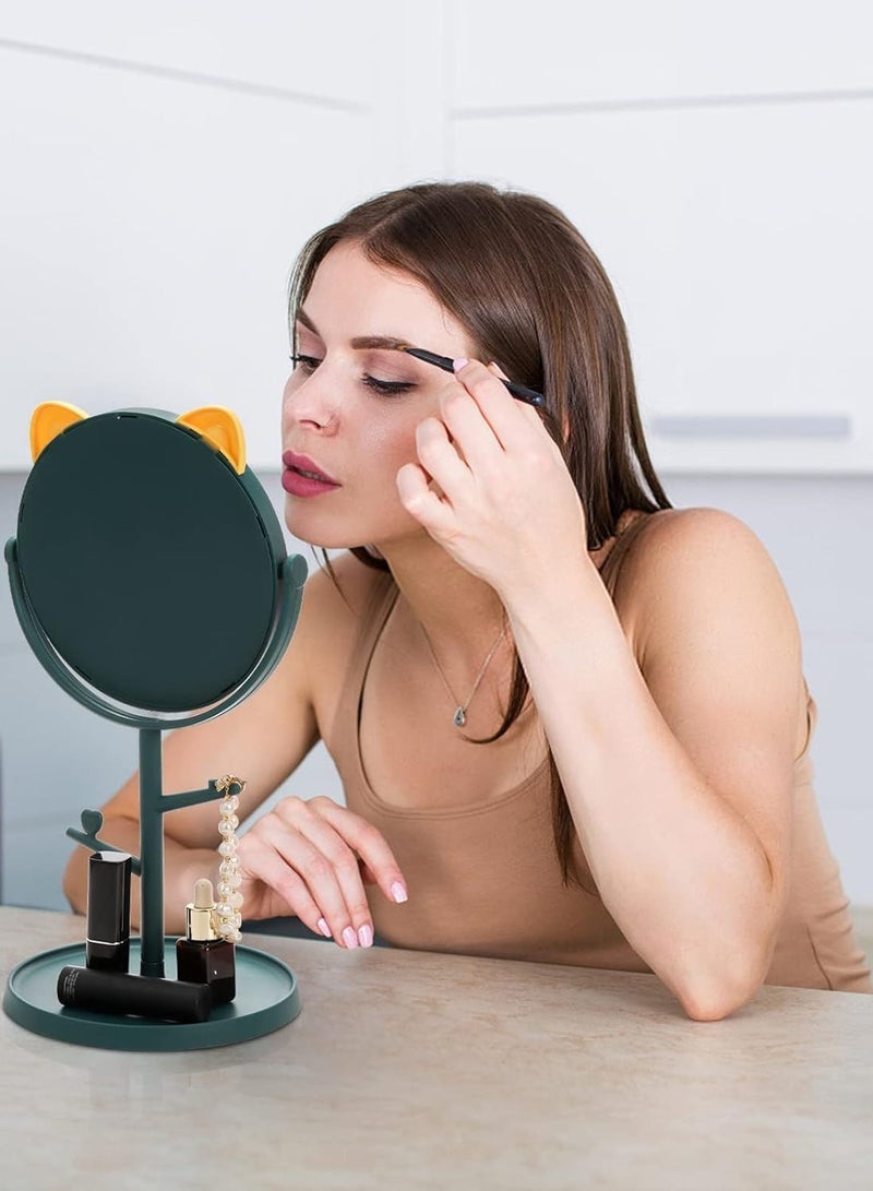 Cosmetic Cat Ear Beauty Mirror, Teenage Dressing Table, Makeup Mirror, Jewelry and Aesthetic Mirror for Daily Use in the Bedroom, Student Dormor or Office, Multi Color Portable  - Image 4