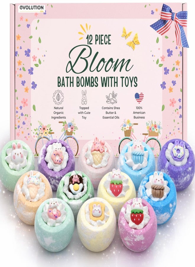 EvolutionUSA 12pc Bloom Bath Bombs with Toys, Adorable Girl Bath Bomb Set, Bubbly Kids Bathbombs, Fizzy Bath Ball, Kids Bath Bombs for Girls, Childrens Bath Bomb Set Easter, Valentines Gift - Image 1