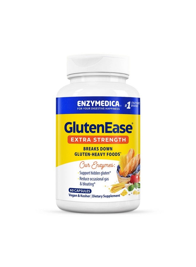 إنزيميديكا Enzymedica، GlutenEase Extra Strength، أقصى قدر من الفعالية لإنزيمات الهضم، يدعم عدم تحمل الجلوتين والكازين، 60 قرصًا