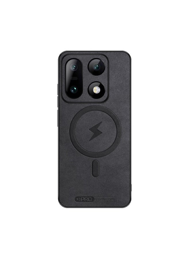 Shangsu Oneplus 15 Phone Case 1+15 Protective Cover Drop-resistant Full Coverage Magnetic Soft Shell Minimalist Luxury Sheepskin Leather Shell Durable Black
