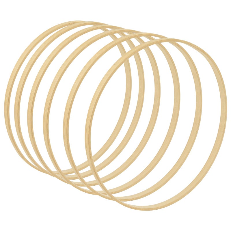 Framendino Framendino 10 Pack Wooden Bamboo Hoop Rings Macrame Floral Wreath for DIY Dream Catcher Wedding Decor and Wall Hanging Crafts 
