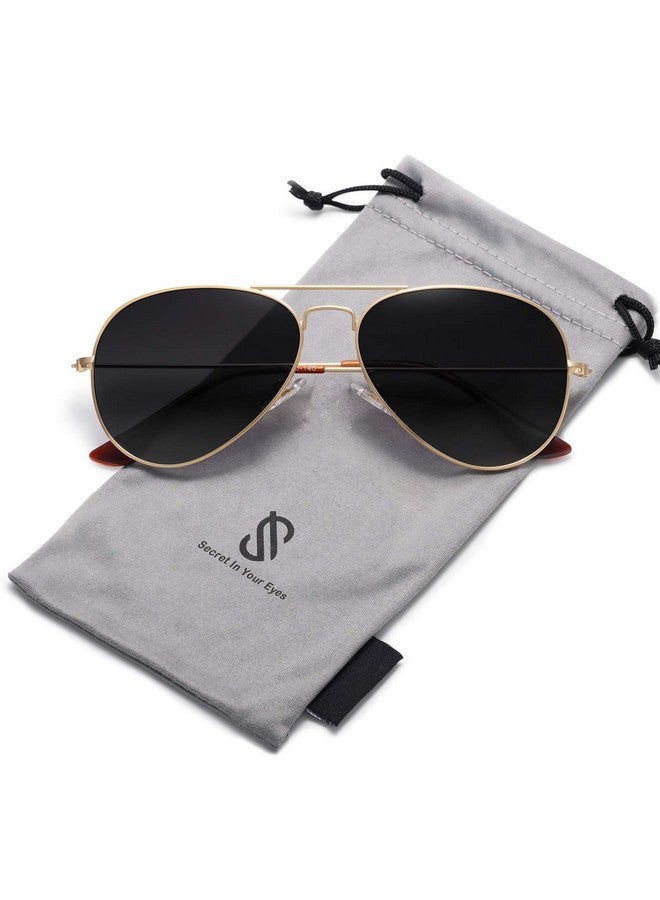 سوجوز نظارة شمسية مستقطبة كلاسيكية للرجال والنساء بتصميم عتيق، باللون الذهبي/الرمادي المتدرج - Image 2