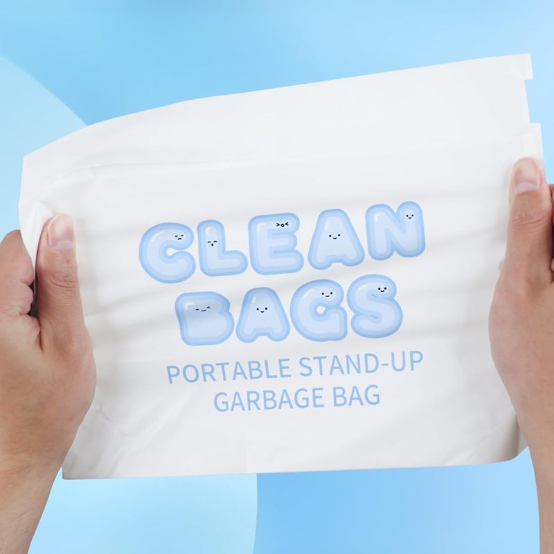 Disposable Car Garbage Bags,Stand-Up Self-Adhesive Trash Bags, Leakproof and Portable, Good for Travel, Camping, Kitchen, Office, Bedrooms, Open Top Car Trash Can Liners(Blue, 60 PCS) - Image 3