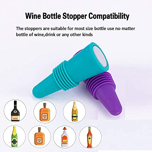 Ramkuwar with device of R Wine Stoppers for Wine Bottles Colorful Silicone + Stainless Steel Wine Stopper,Wine Outlet Cap, Bottle Cover, Beverage Bottle Stoppers - Image 4