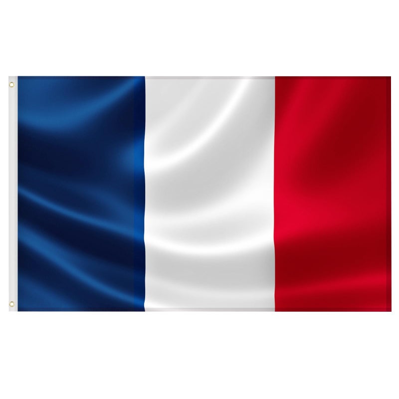 RISVOWO France Flag, France Flag 90 x 150 cm with Brass Eyelets, Durable Garden Flag, France Football, French Banner Suitable for Indoor and Outdoor Use - Image 1