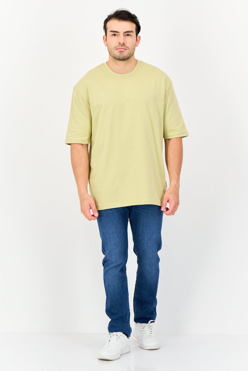 English Laundry Men Oversized Fit Round Neck Short Sleeves Plain T-Shirt, Faded Olive - Image 3