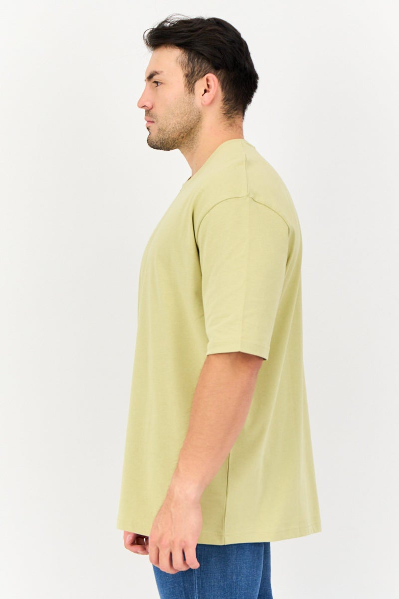 English Laundry Men Oversized Fit Round Neck Short Sleeves Plain T-Shirt, Faded Olive - Image 4
