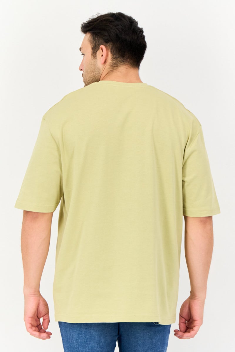 English Laundry Men Oversized Fit Round Neck Short Sleeves Plain T-Shirt, Faded Olive - Image 2