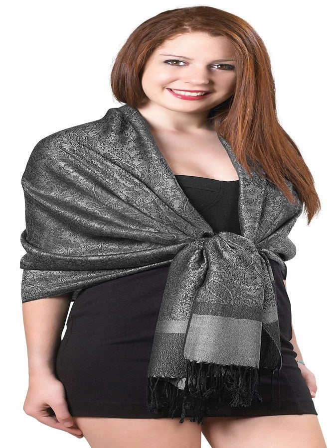 Gilbins Luxurious Paisley Design 28 x 70 Silk Blend Pashmina Shawl Wrap