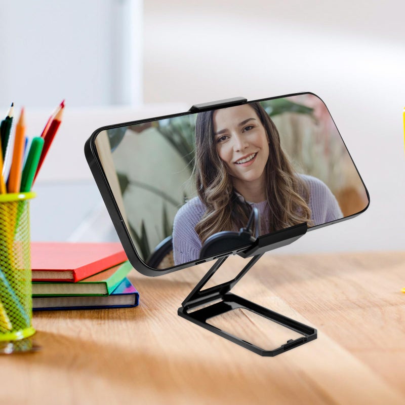 Foldable Back Clip Phone Holder Stand 360 Rotatable Stable Bracket For Desk Use Live Streaming Office Black - Image 5