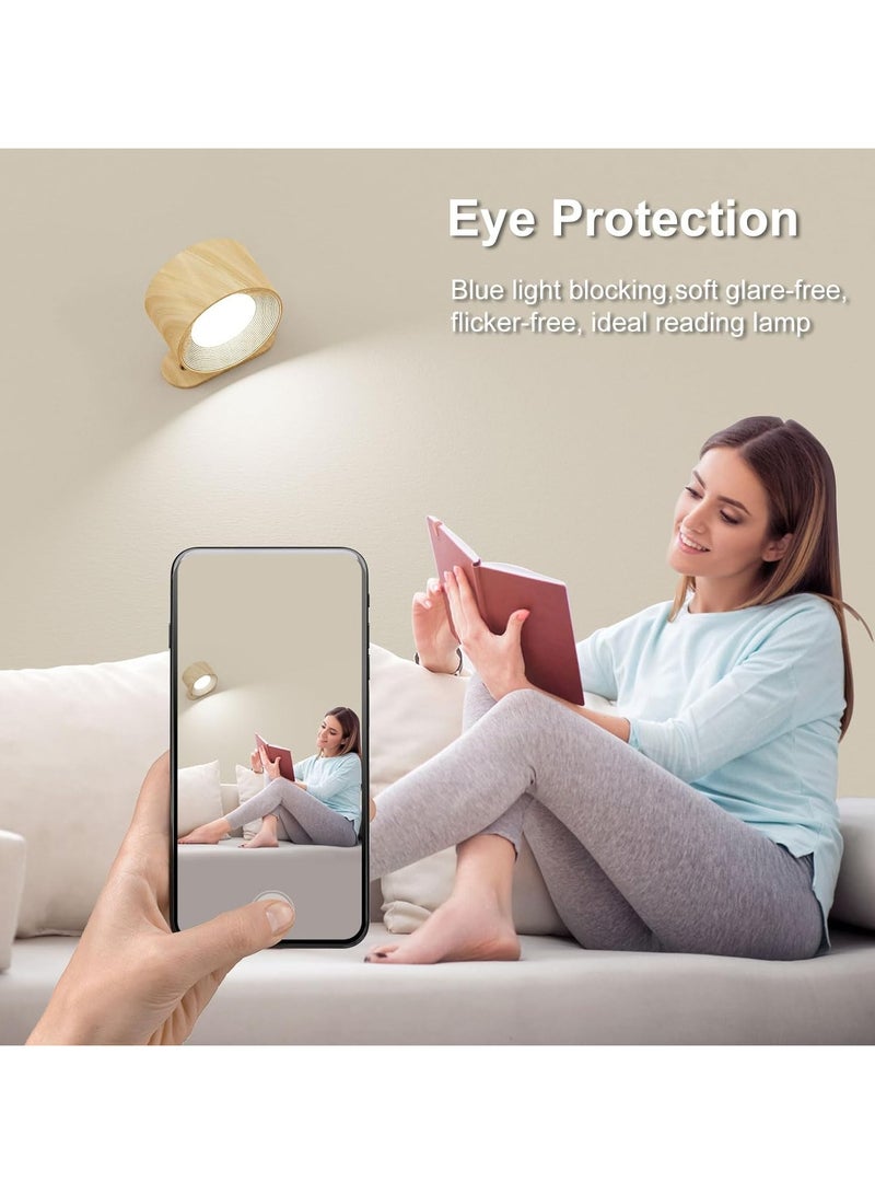 CMGTYYD LED Battery Operated Wall Sconce, Wall Sconce 3 Color Mode 3 Brightness Level 360°Rotating Magnetic Touch Control, Living Room Bedroom Reading Lights - Image 3