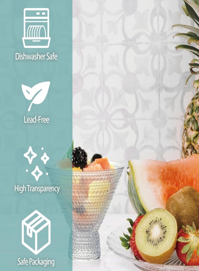 مجموعة وونغبلي من 6 أكواب مارتيني بدون ساق، أكواب كوكتيل عتيقة سعة 8.5 أونصة، أكواب شرب مزخرفة بنقوش بارزة، مناسبة للمنزل والبار والمطعم والحفلات - Image 3