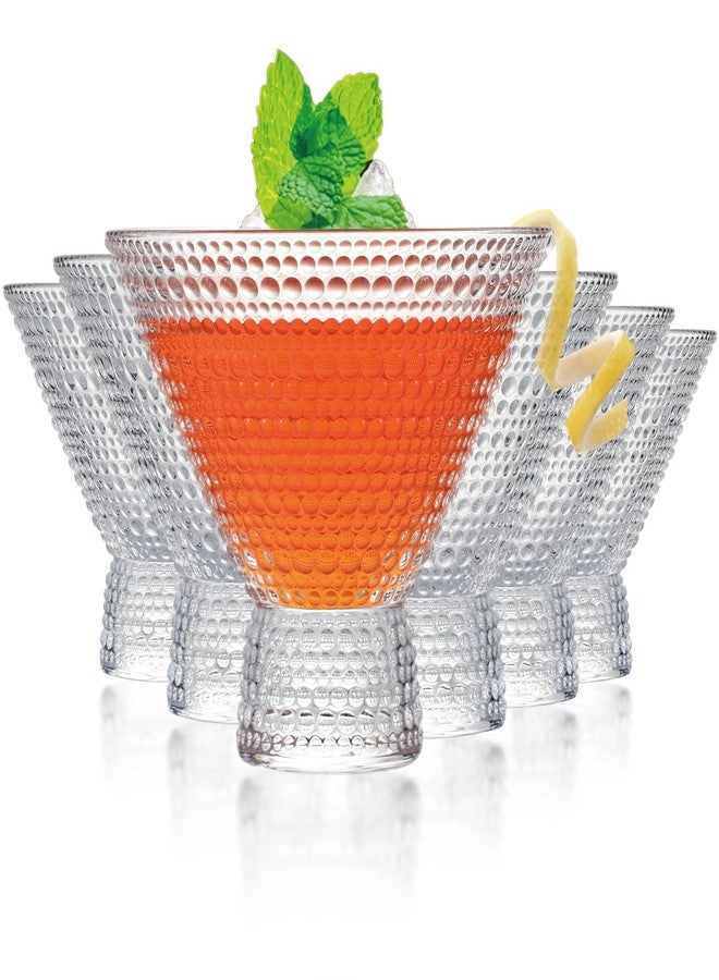 مجموعة وونغبلي من 6 أكواب مارتيني بدون ساق، أكواب كوكتيل عتيقة سعة 8.5 أونصة، أكواب شرب مزخرفة بنقوش بارزة، مناسبة للمنزل والبار والمطعم والحفلات - Image 1