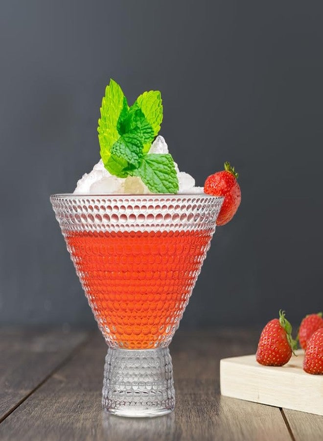 مجموعة وونغبلي من 6 أكواب مارتيني بدون ساق، أكواب كوكتيل عتيقة سعة 8.5 أونصة، أكواب شرب مزخرفة بنقوش بارزة، مناسبة للمنزل والبار والمطعم والحفلات - Image 5