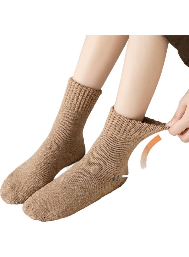 GUJIN (Gujin) 4 Pairs Women'S Winter Thermal Thickened Fleece-Lined Snow Socks Long Tube Winter Sleeping Socks Autumn And Winter - Image 3