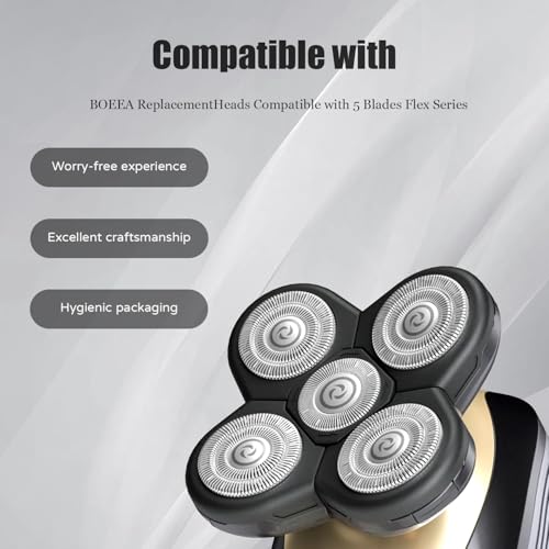 BOEEA 3 Pack Blades Refills Compatible with Freebird Shaver, 5 Blades Shaver Replacement Head for Bald Men, Electric Razor Replacement Heads for Freedom Grooming with 3 Cleaning Brush - Image 2