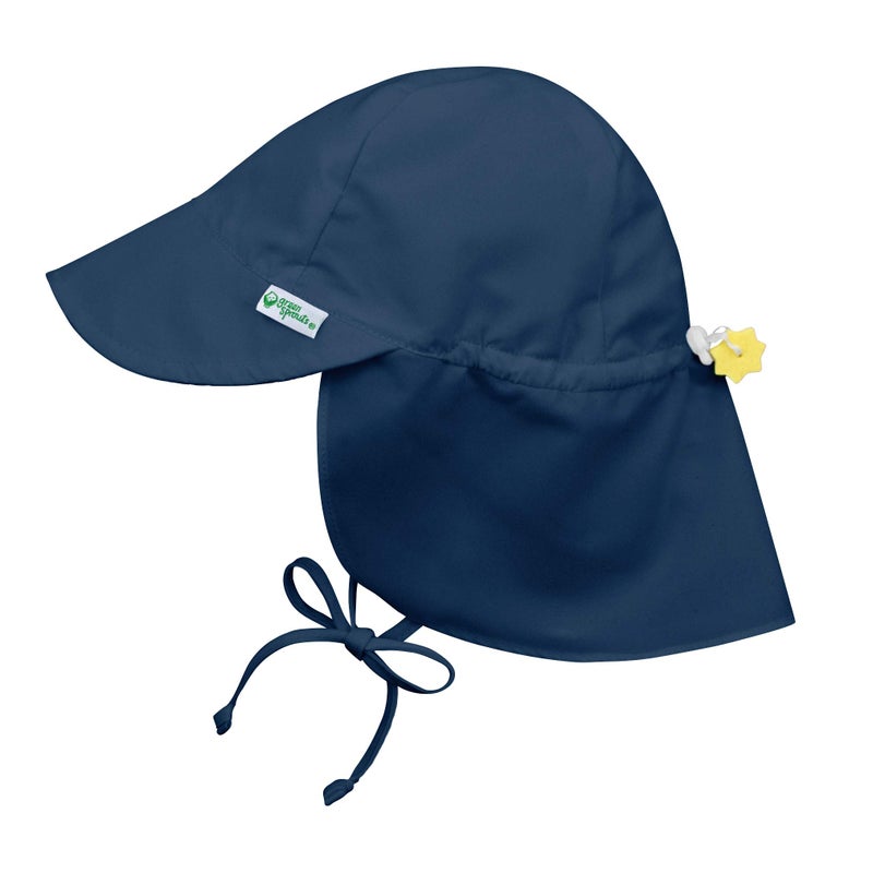 i play. Baby Flap Sun Protection Swim Hat, Navy, 0-6 Months - Image 1