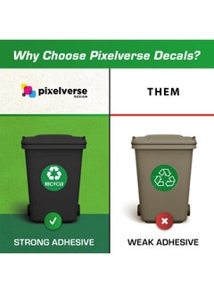 Pixelverse Design Recycling & Trash Bin Stickers - [4-Pack, 6" Inch Round Decals] - Easy to Apply, UV-Resistant for Effective Indoor & Outdoor Waste Management in Kitchens, Offices, and Public Spaces  - Image 2
