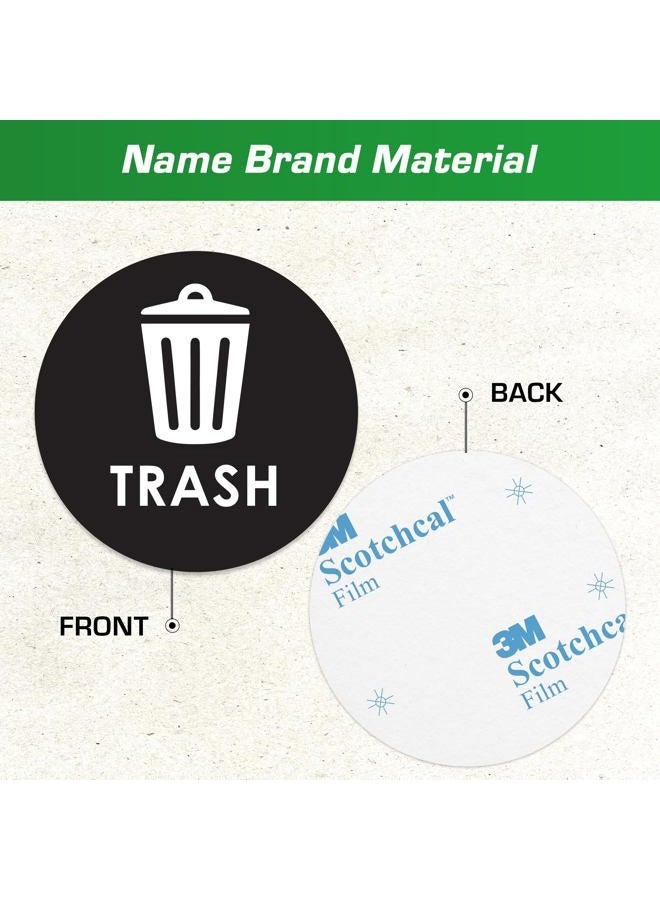 Pixelverse Design Recycling & Trash Bin Stickers - [4-Pack, 6" Inch Round Decals] - Easy to Apply, UV-Resistant for Effective Indoor & Outdoor Waste Management in Kitchens, Offices, and Public Spaces  - Image 3