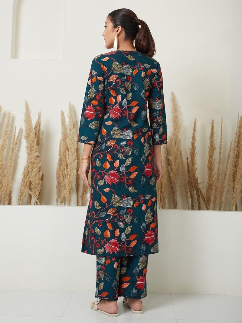 lookmark Kurta Kurti Set Sets Salwar Suit Suits Pant Anarkali Dress Dupatta Woman Women anni Designer amayra rytras Pallazo Ethnic wear Printed Festive Cotton Short Feeding Girls Gown Heavy farsi Salwar Teal - Image 4