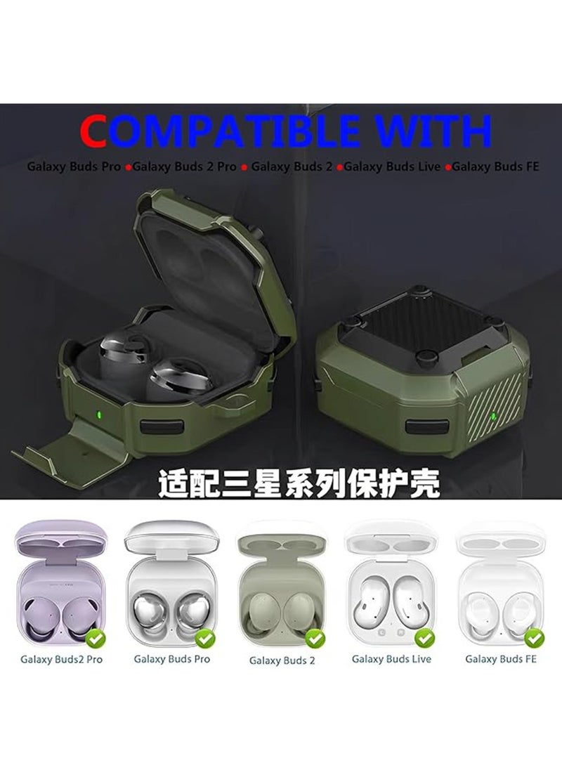 X-level Carbon Fiber Case Compatible with Samsung Galaxy Buds FE/Buds 2/Buds Pro/Buds 2 Pro/Buds Live with Stand, Anti-Fall Lock Design for Men Women  - Image 2