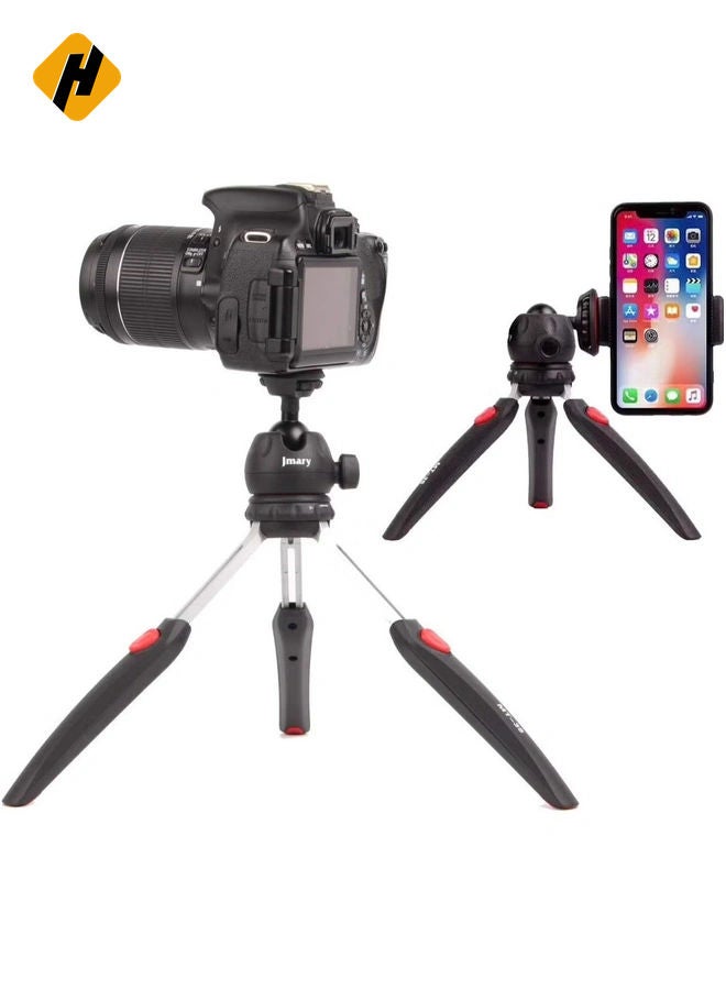 HuHa Jmary MT-35 - Table Top Mini Portable Fold-able Extendable Tripod Stand for Mobile Phones and DSLR & Digital Cameras - Coming with Universal Mobile Phone Holder (MT-35-BLK)  - Image 1