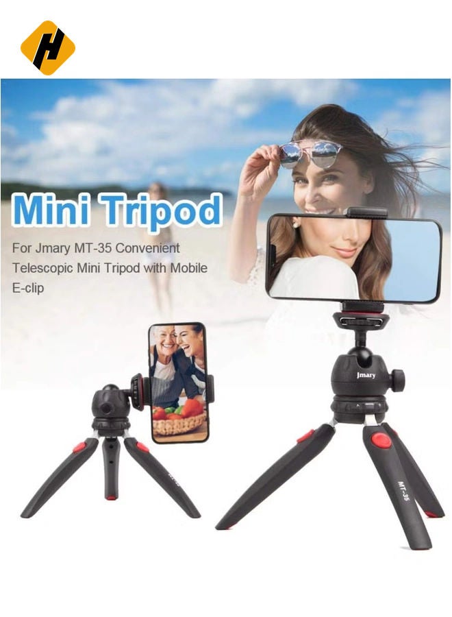 HuHa Jmary MT-35 - Table Top Mini Portable Fold-able Extendable Tripod Stand for Mobile Phones and DSLR & Digital Cameras - Coming with Universal Mobile Phone Holder (MT-35-BLK)  - Image 3