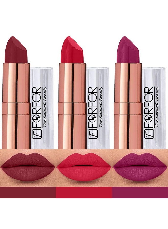 FORFOR Antique Velvet Creamy Matte Texture Smooth Finish Lipstick Gift set combo pack 3 for Women Enriched Shea Butter, Vitamin- E & Jojoba oil - Image 1
