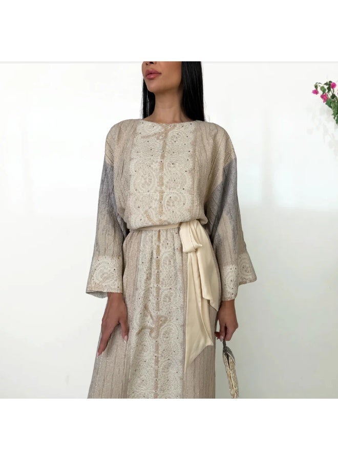 QABEELA RAM26 ALIYA BEIGE DRESS - Image 3
