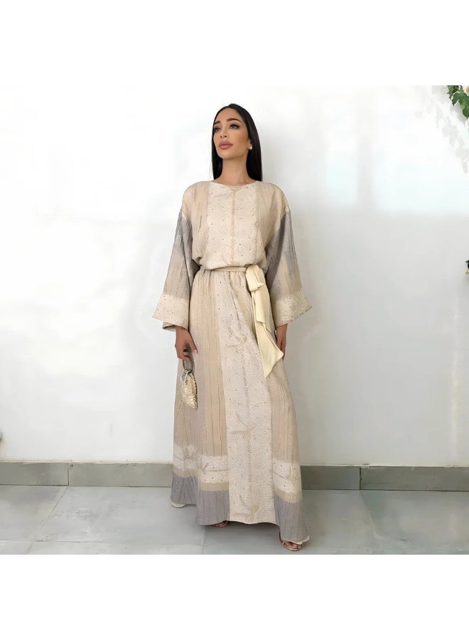QABEELA RAM26 ALIYA BEIGE DRESS - Image 1