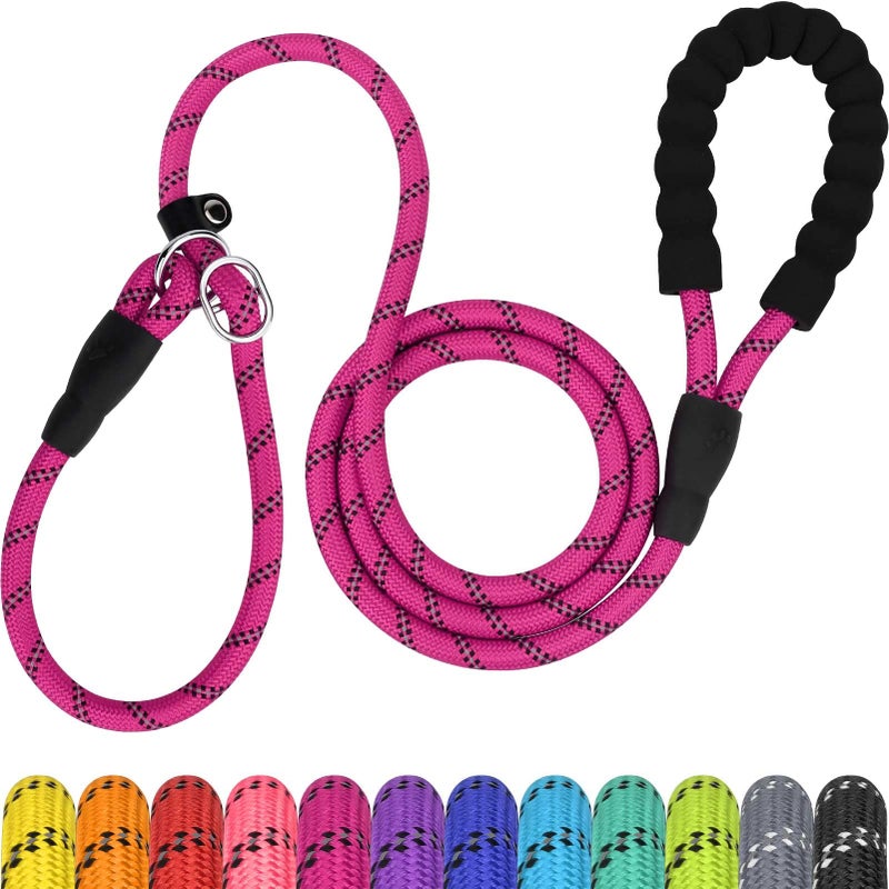 TagME Slip Leads for Dogs that Pull, 6 FT No-Pull Training Leash with Lock, Escape-Proof Design, Reflective & Padded Handle for Medium Dogs, Hot Pink - Image 1