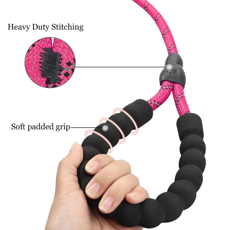TagME Slip Leads for Dogs that Pull, 6 FT No-Pull Training Leash with Lock, Escape-Proof Design, Reflective & Padded Handle for Medium Dogs, Hot Pink - Image 3