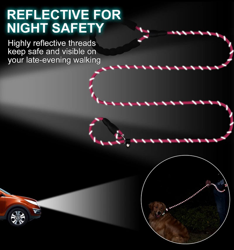 TagME Slip Leads for Dogs that Pull, 6 FT No-Pull Training Leash with Lock, Escape-Proof Design, Reflective & Padded Handle for Medium Dogs, Hot Pink - Image 5